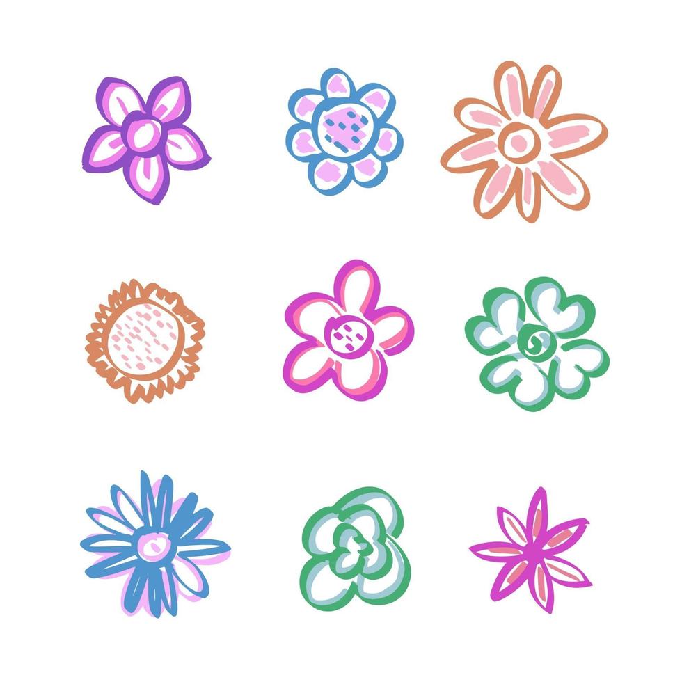 handgezeichnete bunte Blumen vektor