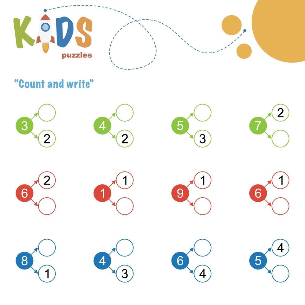 räkna och skriva. utskrivbart matematiskt kalkylblad vektor