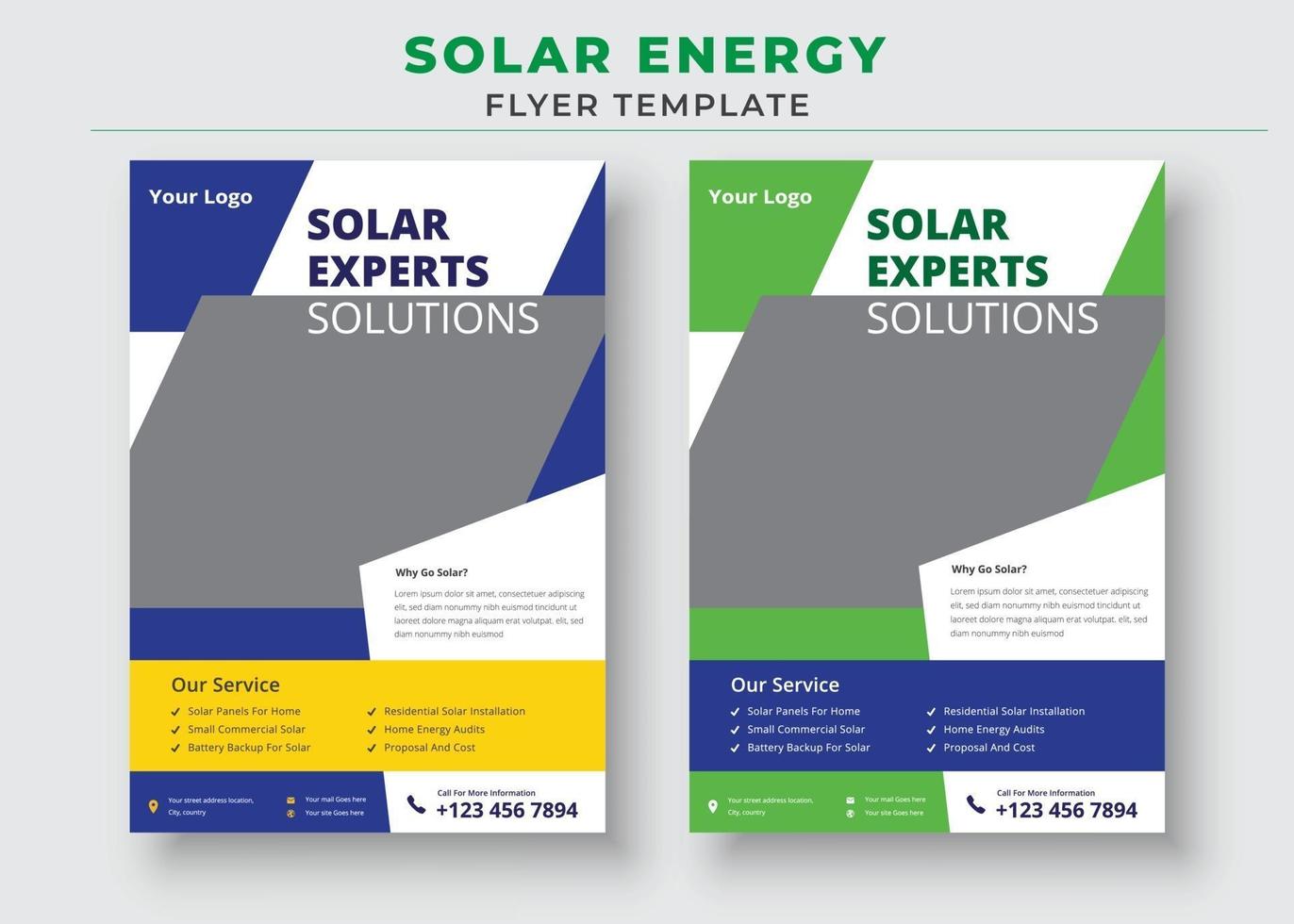 gröna solenergi flygblad mallar, solenergi flygblad vektor