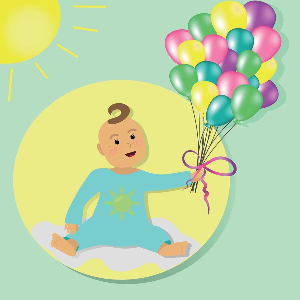 süßer kleiner Junge mit Heliumballons vektor