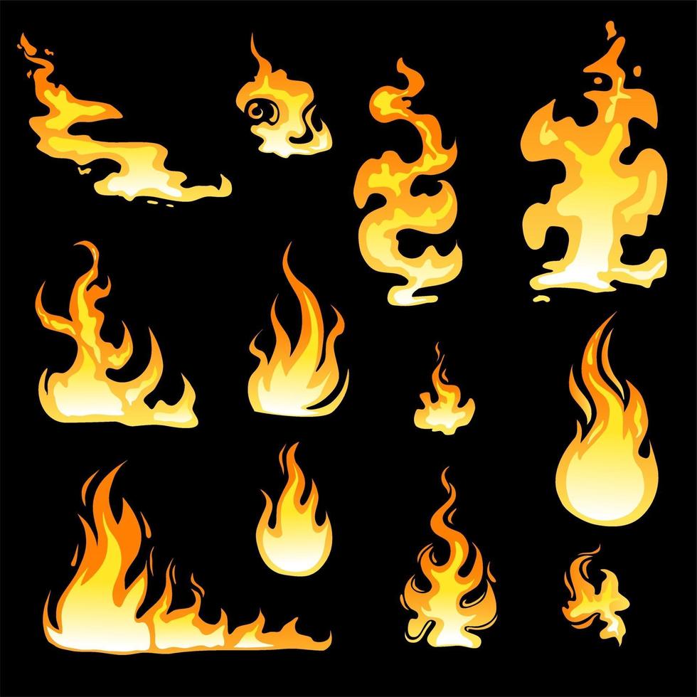 Cartoon Feuer Flamme Blatt Sprite Animation Vektor-Set. Illustration vektor