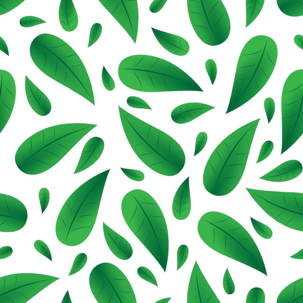 ett enkelt mönster av gröna blad på en vit bakgrund. vektor