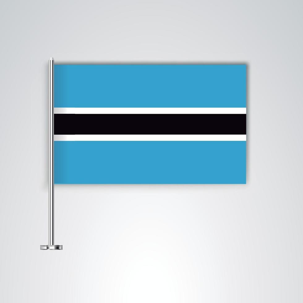 Botswana-Flagge mit Metallstab vektor