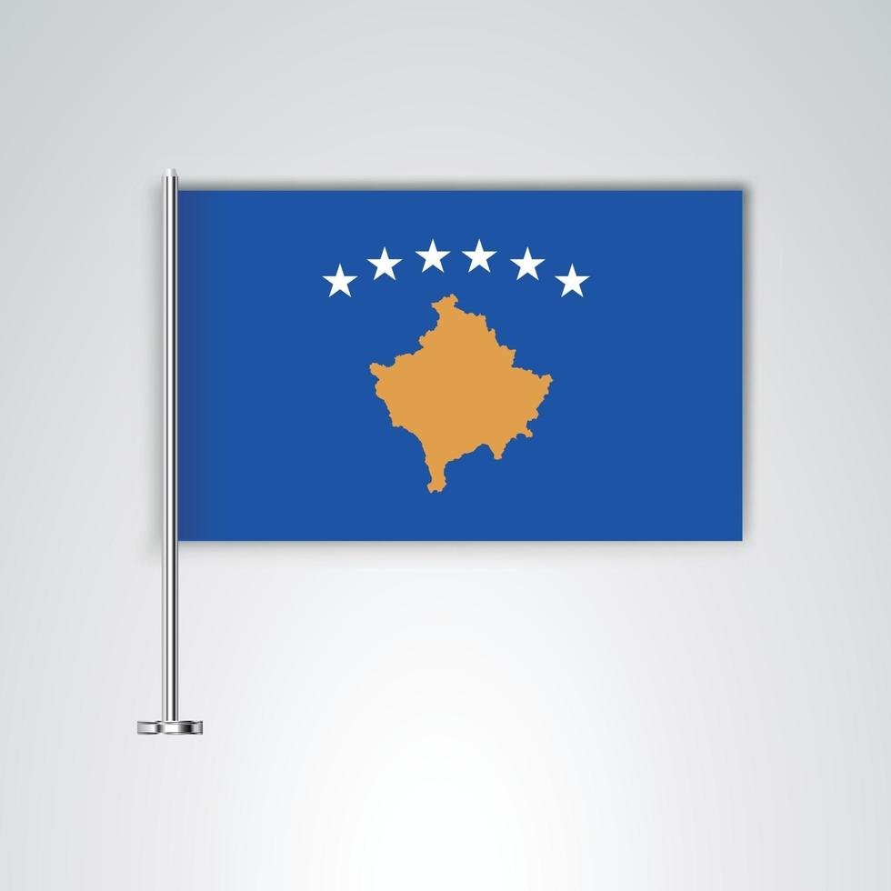 Kosovo-Flagge mit Metallstab vektor