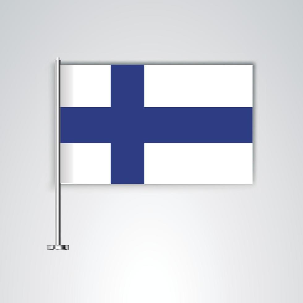 Finlands flagga med metallpinne vektor