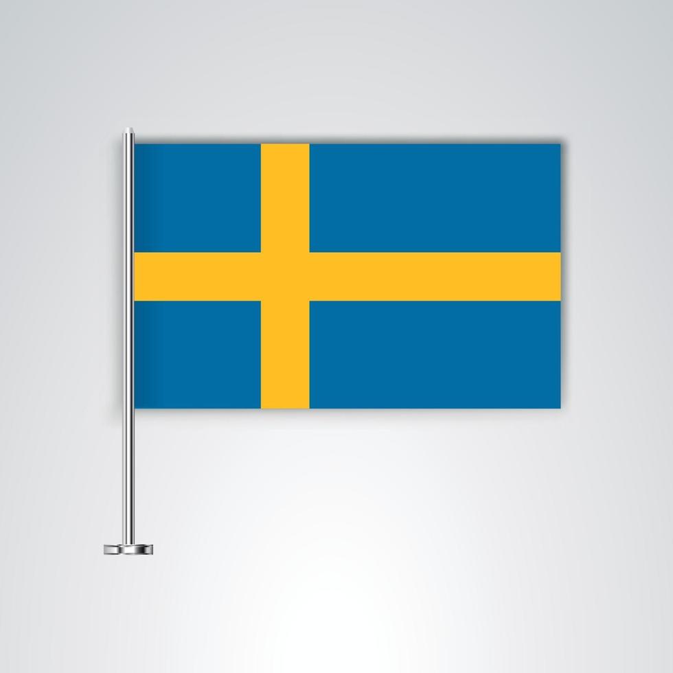 Schwedenflagge mit Metallstab vektor