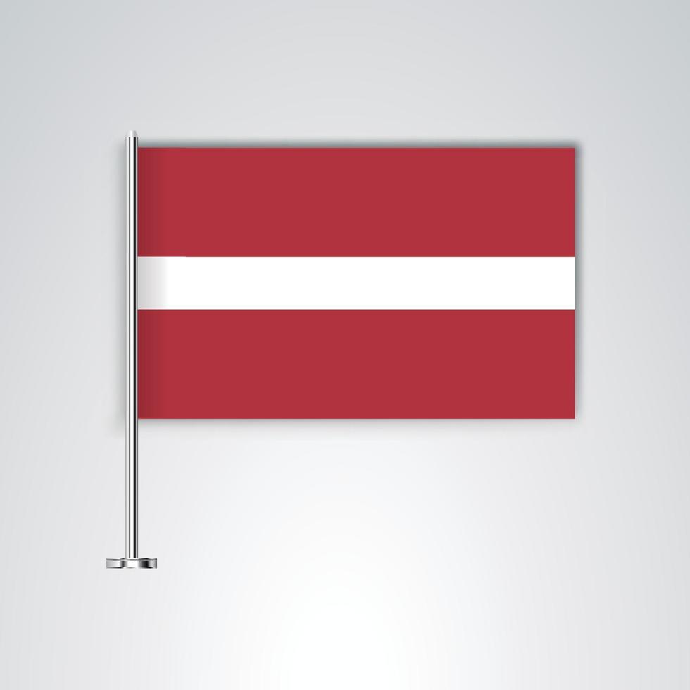 Lettland Flagge mit Metallstab vektor