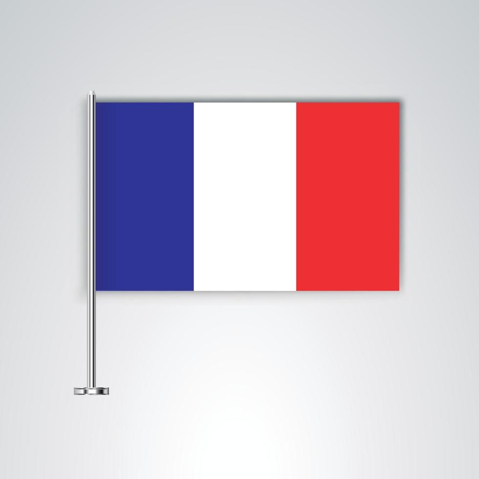 Flagge von Frankreich mit Metallstab vektor