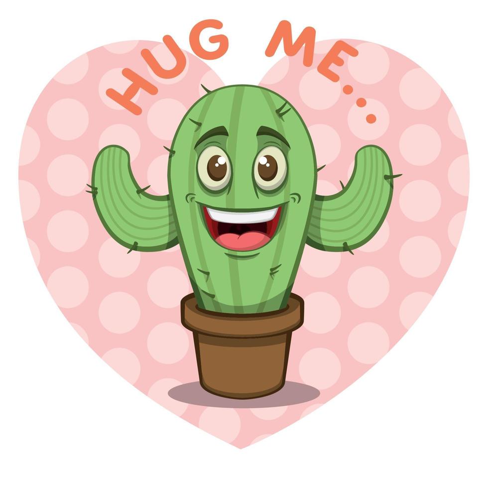 tecknad kaktus karaktär behöver en kram vektor