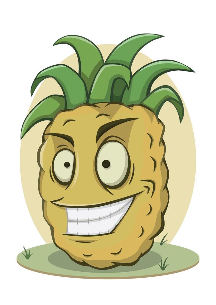 Cartoon Ananas Charakter lustiges Gesicht vektor