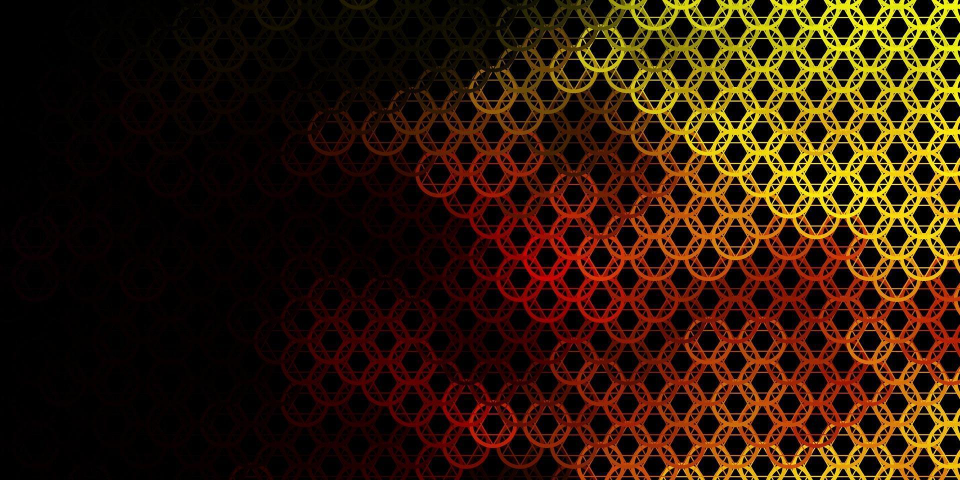 mörk röd, gul vektor bakgrund med mysteriesymboler.