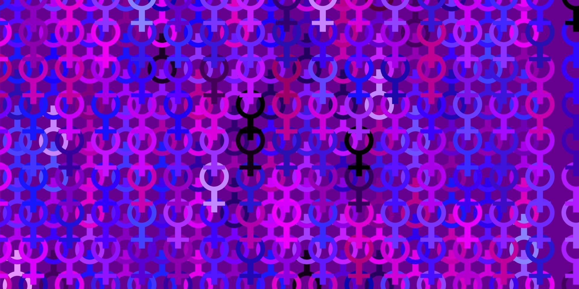 ljuslila, rosa vektorbakgrund med kvinnasymboler. vektor
