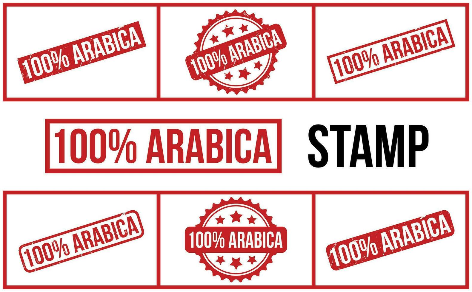 100 Prozent Arabica Gummi Grunge Briefmarke Siegel Vektor