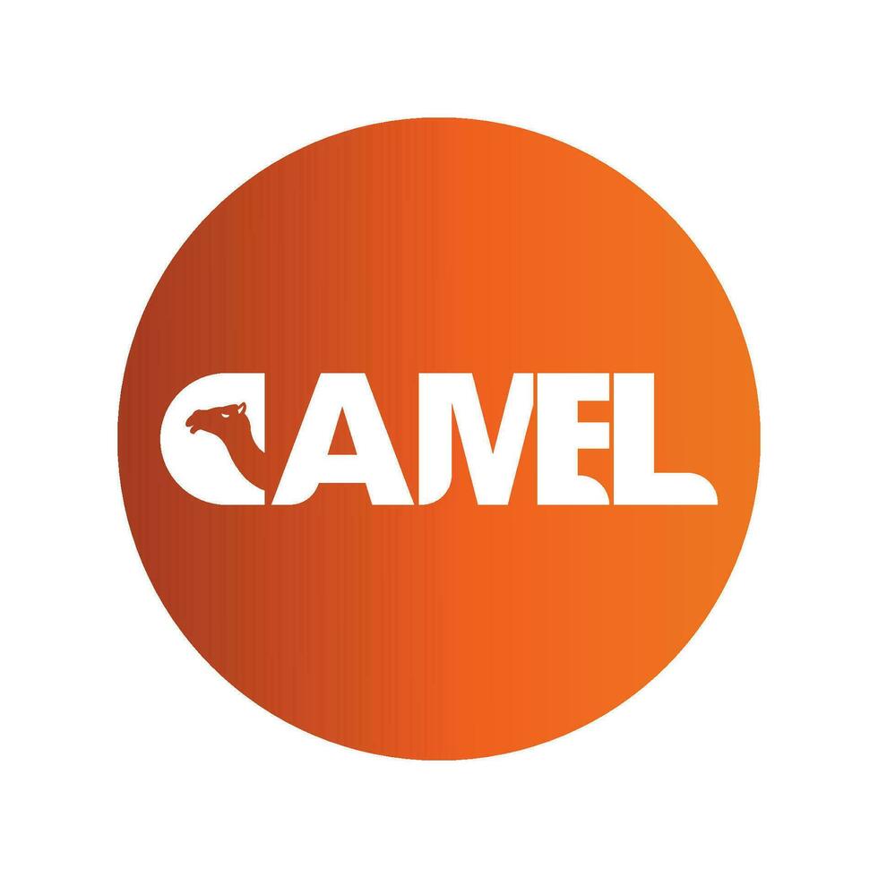 kamel skrivning logotyp vektor mall design