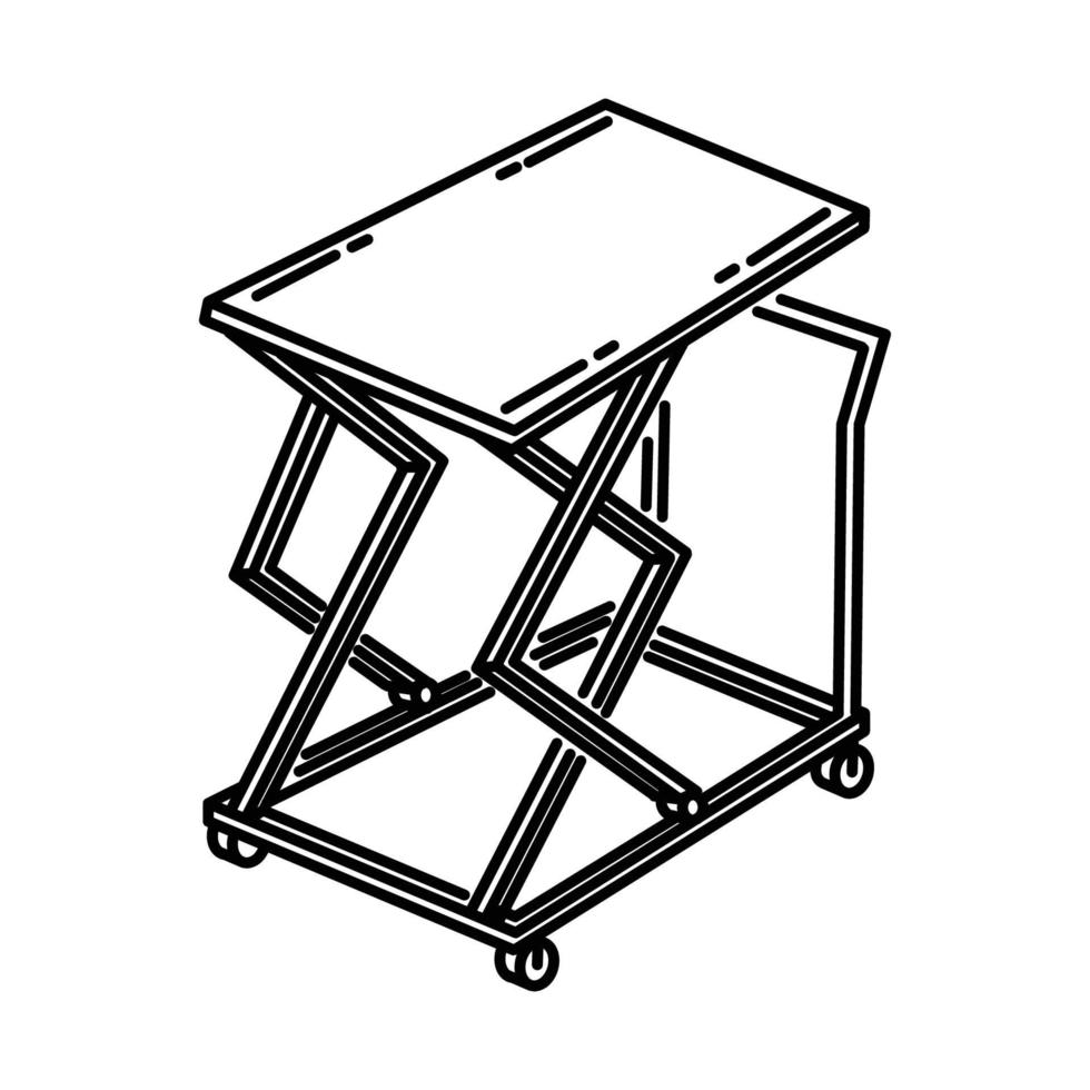Symbol für tragbare hydraulische Scherenhebebühne. Gekritzel handgezeichnet vektor