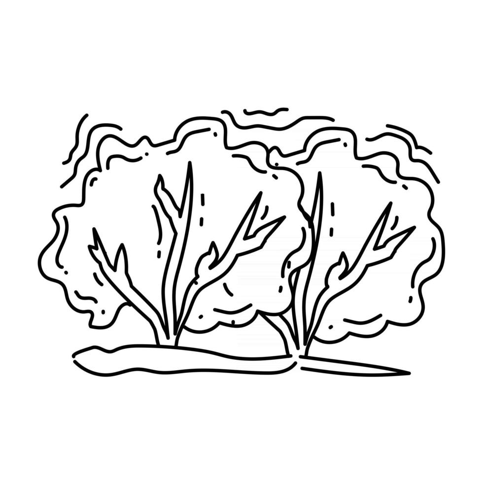 trädgårdsbuske ikon. handritad ikon, kontur svart, vektor