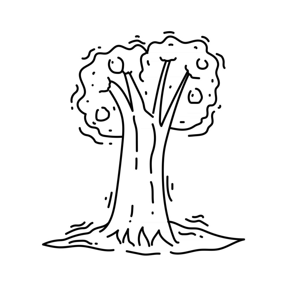Landwirtschaftsbaum-Symbol. handgezeichnete Icon-Set, Umriss schwarz, vektor