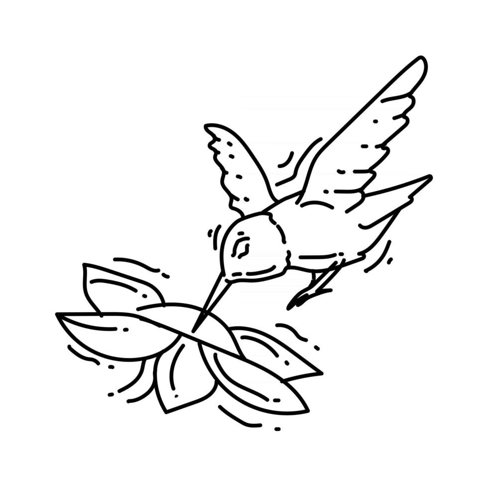 Garten-Vogel-Symbol. handgezeichnete Icon-Set, Umriss schwarz, vektor