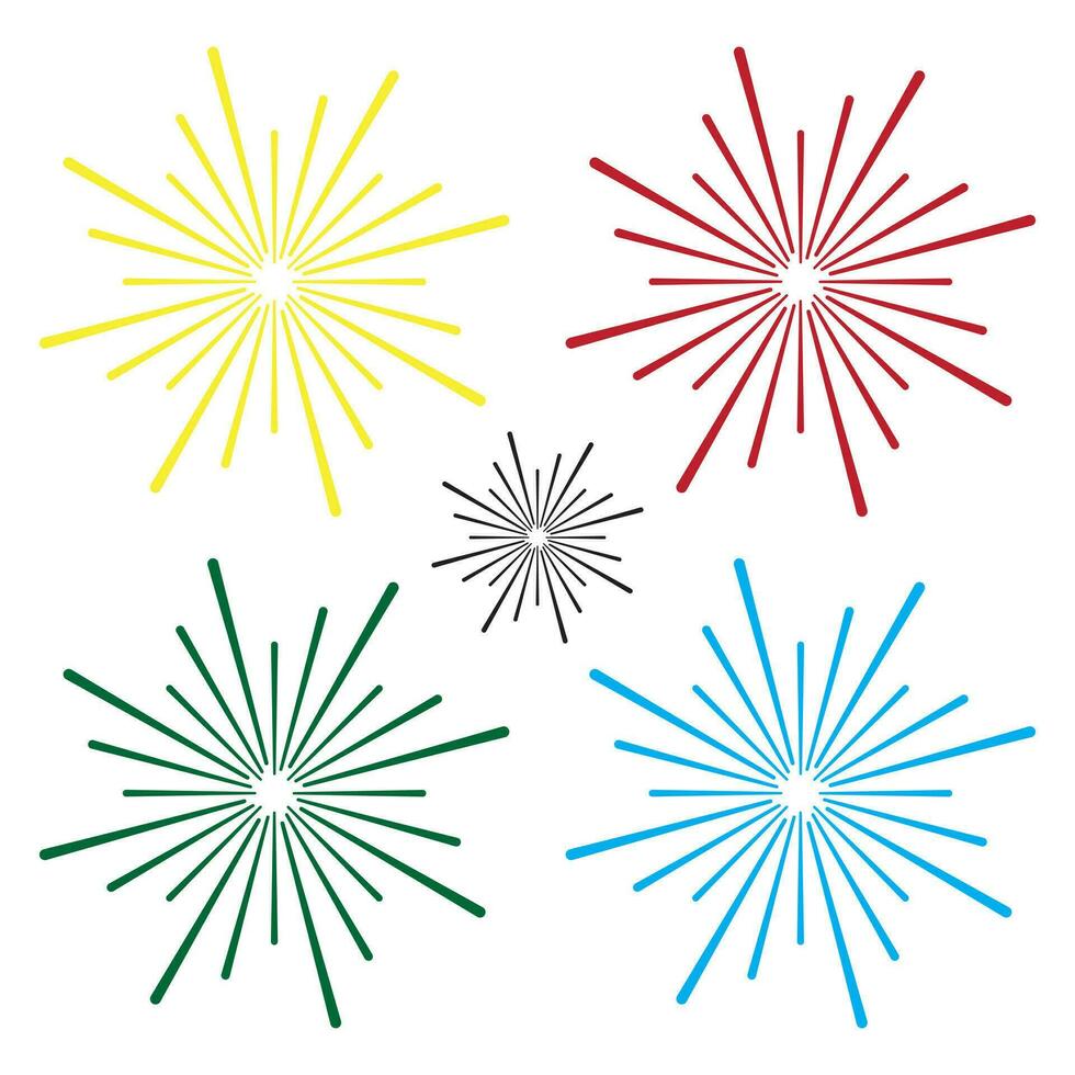 Illustration von großartig Feuerwerk Vektor mit Weiß Hintergrund. Feuerwerk Maskottchen Element einstellen