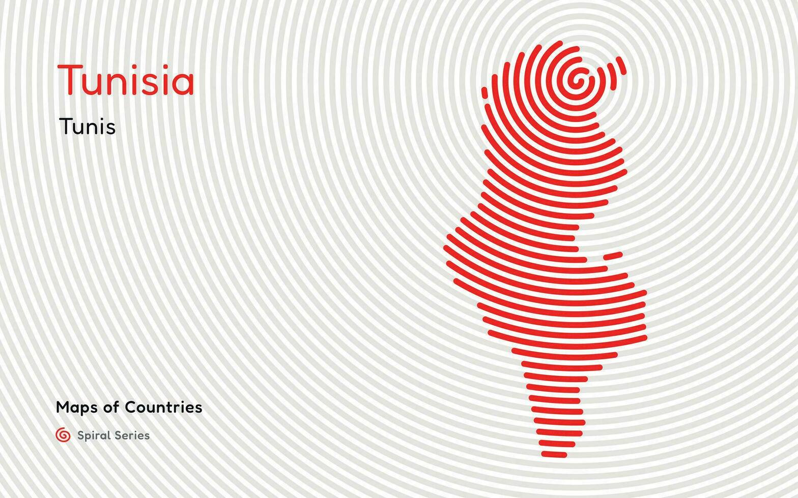 kreativ Karte von Tunesien, politisch Karte. tunis Hauptstadt. Welt Länder Vektor Karten Serie. Spiral, Fingerabdruck Serie