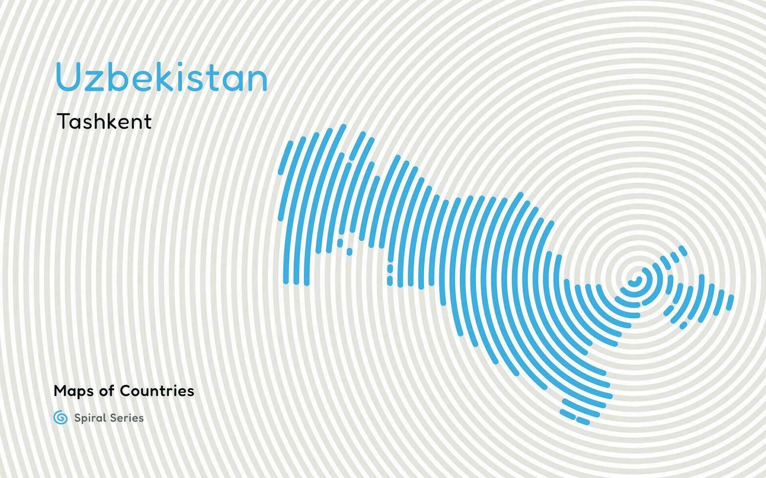 kreativ Karta av uzbekistan, politisk Karta. tasjkent. huvudstad. värld länder vektor Kartor serier. spiral, fingeravtryck serier