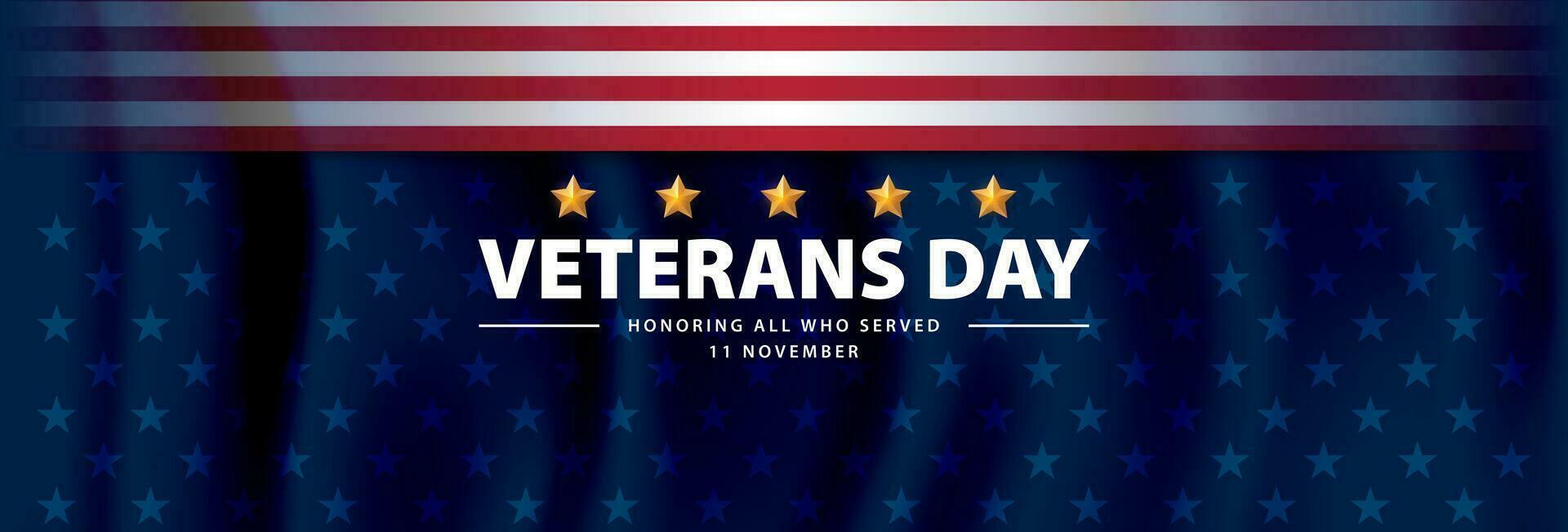 Veteranen Tag Feier Banner. Auszeichnung alle Wer serviert. amerikanisch National Urlaub Hintergrund, November 11. Vektor Illustration