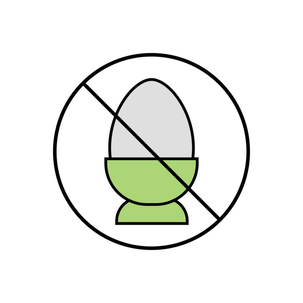Nein Eier Symbol Vektor Illustration. Nein Eier geradlinig Farbe Symbol