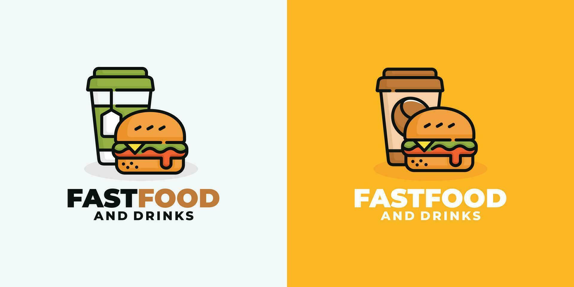 burger och dryck snabb mat logotyp design vektor