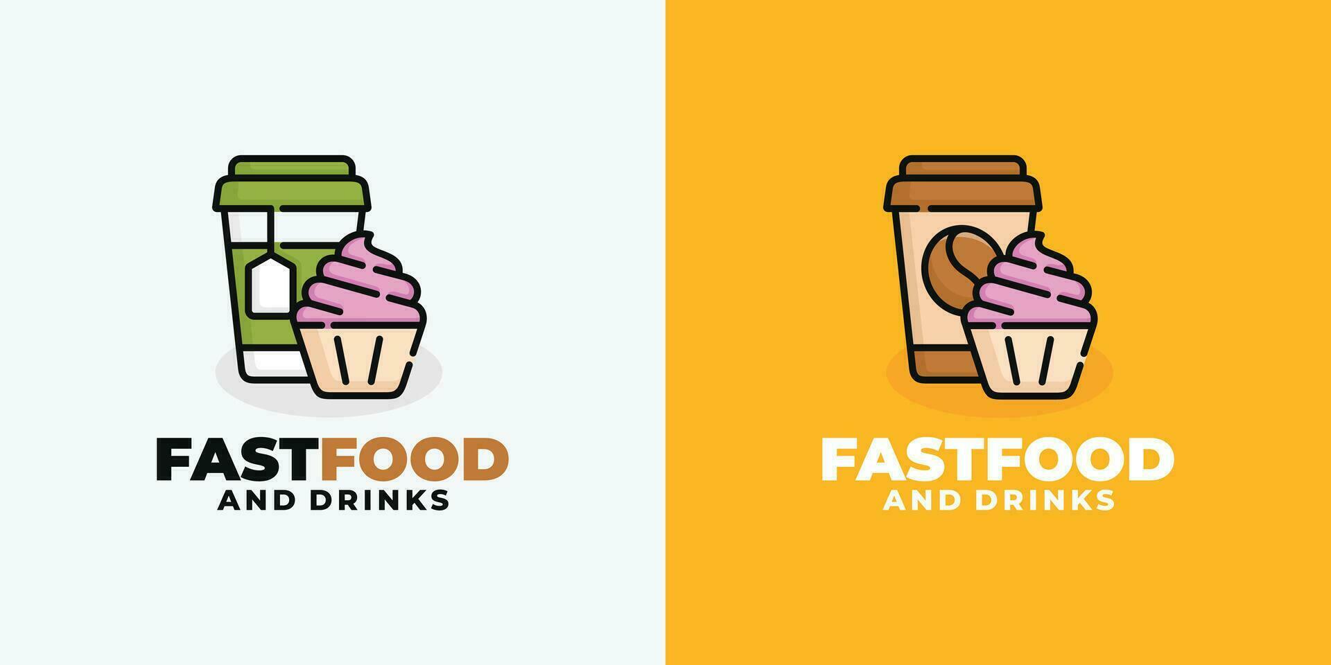 Cupcake und trinken schnell Essen Logo Design Vektor