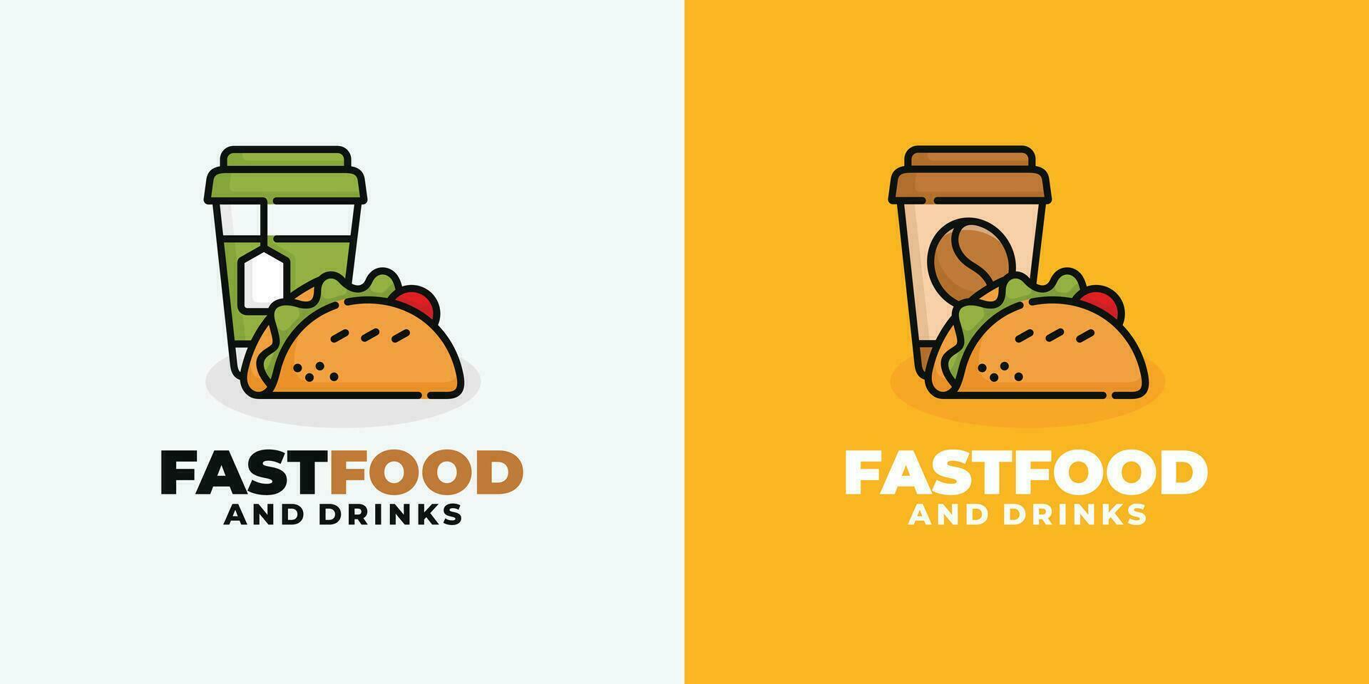 taco och dryck snabb mat logotyp design vektor