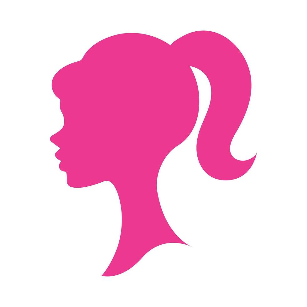 Silhouette von ein Person mit ein Blume. Frau Symbole. Rosa Puppe. Rosa Puppe Symbole. Silhouette von ein Frau im Rosa Farbe. Vektor Illustration