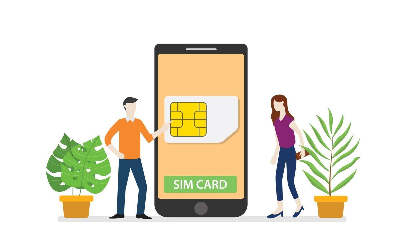 SIM -kort eller SIMCARD -mobiltekniknätverk vektor