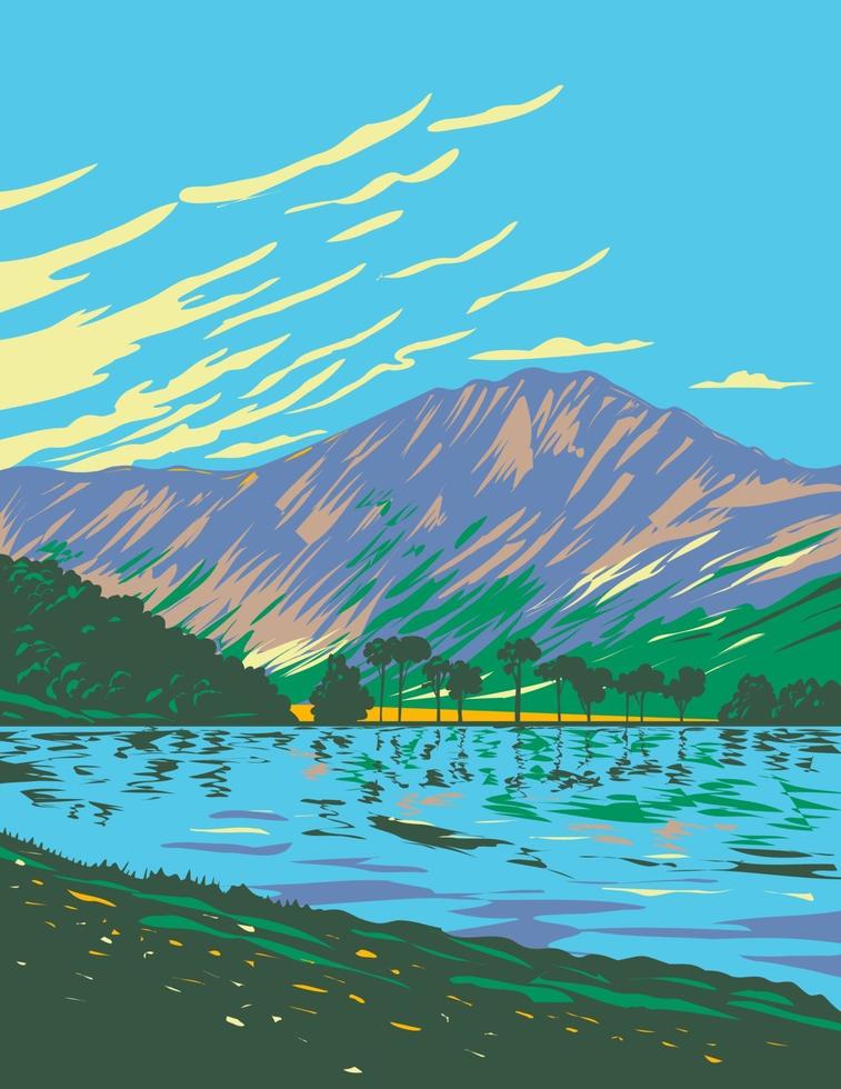 Buttermere Lake District National Park Großbritannien Art Deco Wpa Poster Art vektor