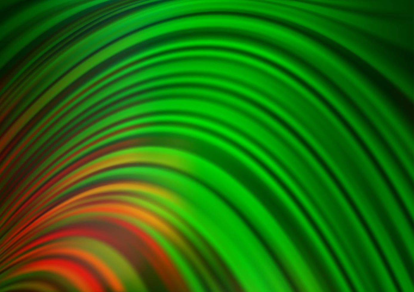 hellgrüner, roter Vektorhintergrund mit gebogenen Kreisen. vektor