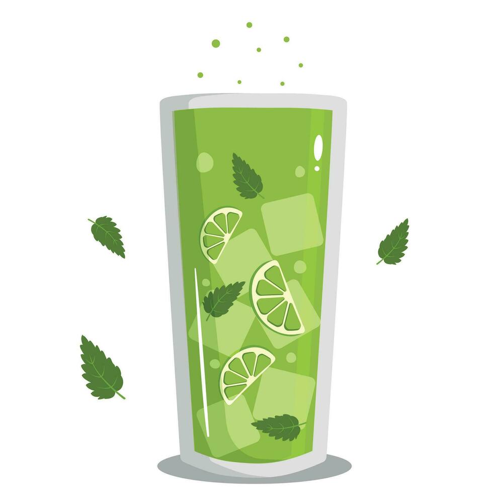 Glas von Wasser mit Blatt. Mojito Cocktail im ein Glas. Vektor Illustration