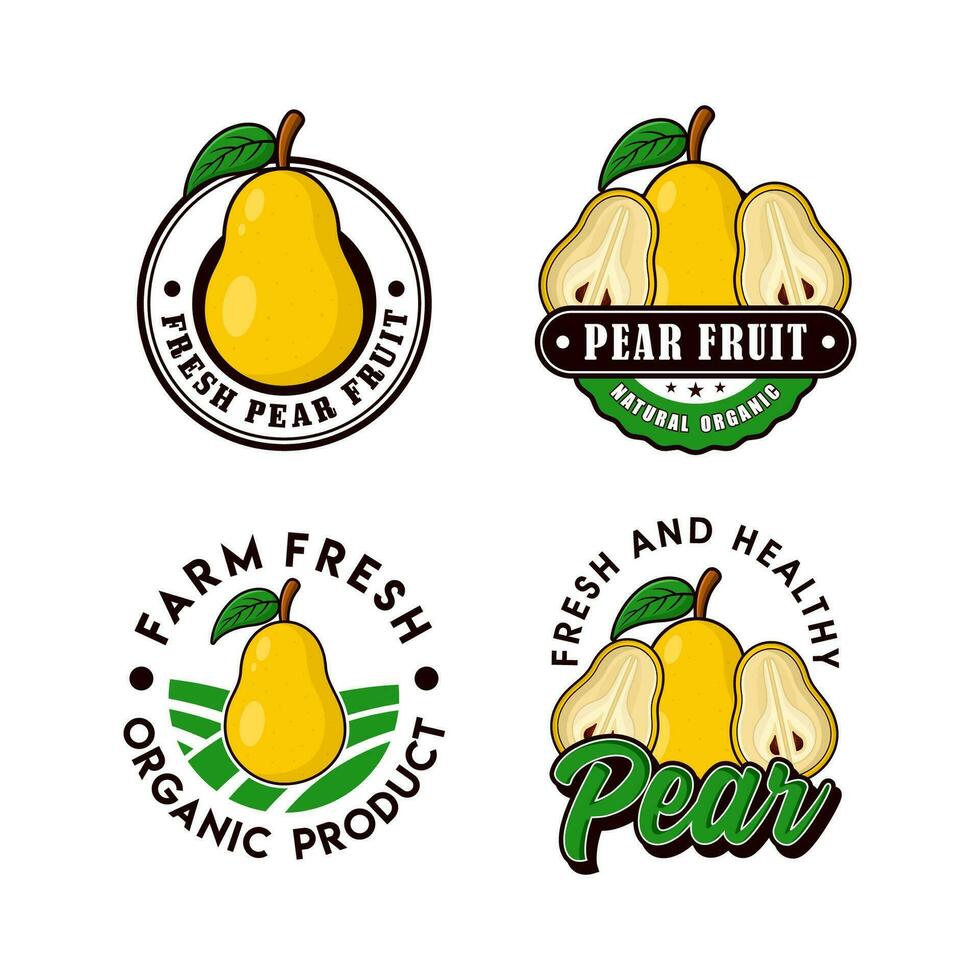 Birne Obst Logo Design Sammlung vektor