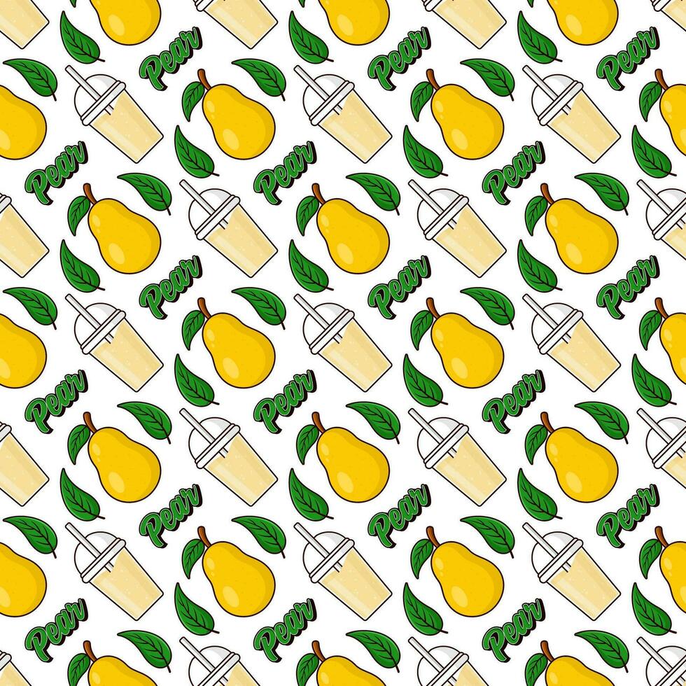 päron frukt juice sömlös mönster bakgrund illustration vektor