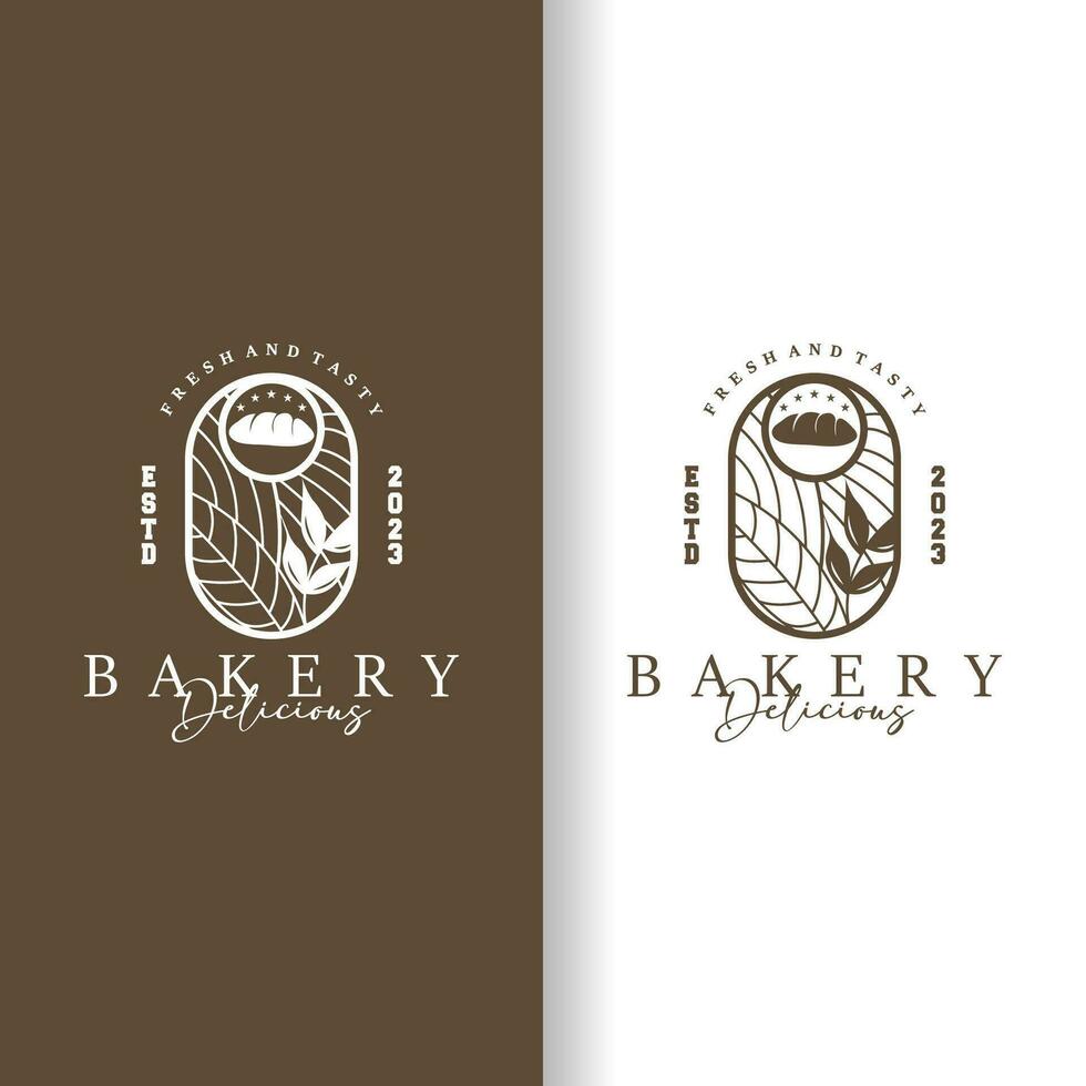 Brot Logo, alt retro Jahrgang Stil Bäckerei Geschäft Design, Vektor Weizen Brot einfach Zittern Illustration