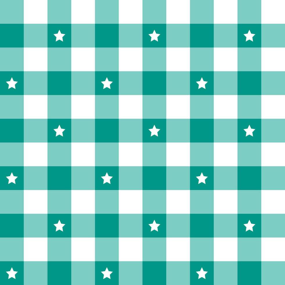 Grün Plaid Muster mit Star Hintergrund. Plaid Muster Hintergrund. Plaid Hintergrund. nahtlos Muster. zum Hintergrund, Dekoration, Geschenk Verpackung, Gingham Tischdecke, Decke, Schottenstoff. vektor