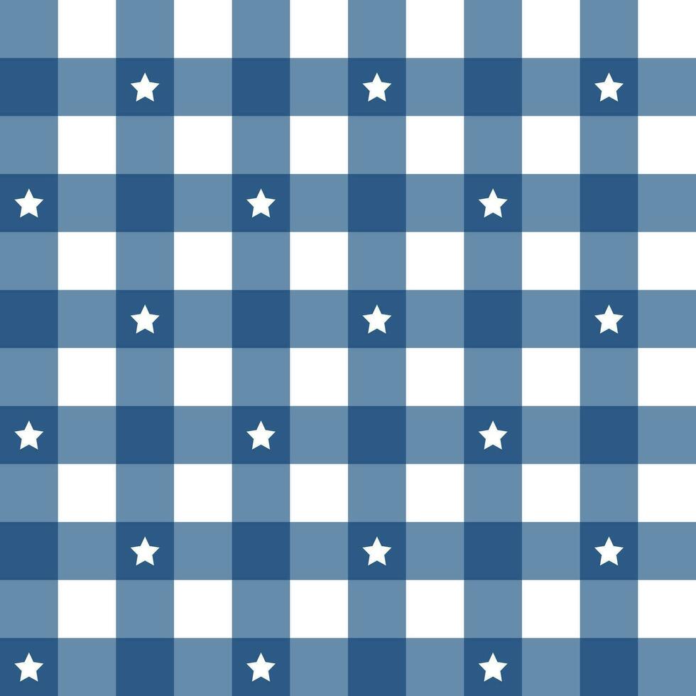 Marine Blau Plaid Muster mit Star Hintergrund. Plaid Muster Hintergrund. Plaid Hintergrund. nahtlos Muster. zum Hintergrund, Dekoration, Geschenk Verpackung, Gingham Tischdecke, Decke, Schottenstoff. vektor