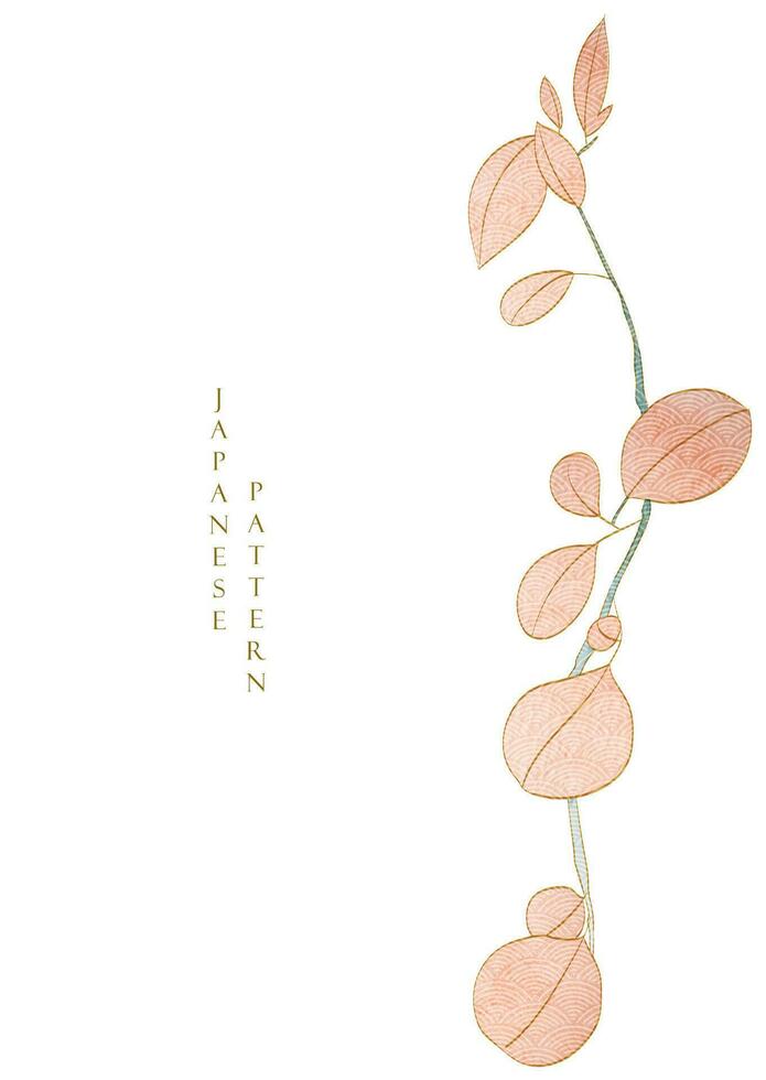 Kunst natürlich Banner Design. japanisch Hintergrund mit Aquarell Textur Vektor. Ast mit Blätter Dekoration im Jahrgang Stil. vektor