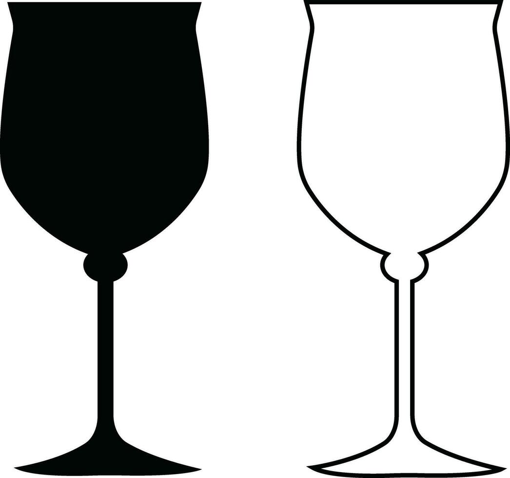 Wein Brille Symbole einstellen einfach Symbol von Bar, Restaurant. . verschiedene Wein Glas eben oder Linie Vektor schwarz Silhouette Sammlung zum Handy, Mobiltelefon Konzept und Netz Design.