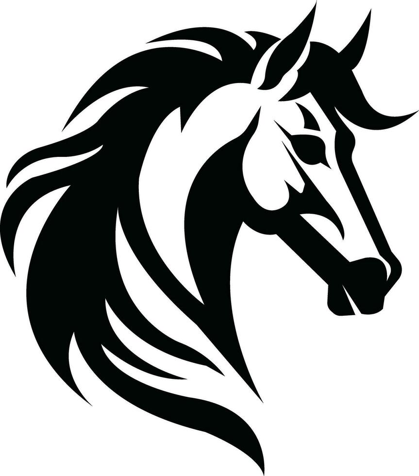 Pferd Kopf Symbol Tier unterzeichnen. schwarz eben Vektor Silhouette Kopf Pferd, wild Hengst . Symbol zum verwenden auf Netz und Handy, Mobiltelefon Apps, Logo, drucken Medien