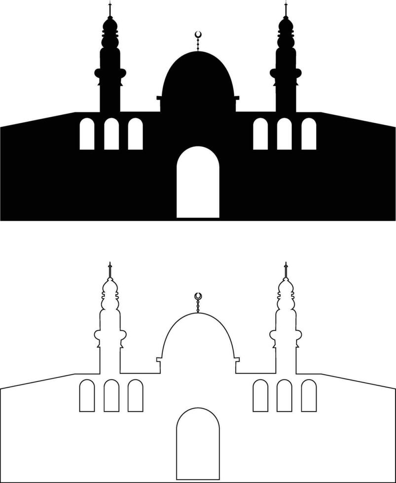 palestina al Aqsa moské, förening i de stad av jerusalem eller al quds i arabicum symbol silhuett design. masjid al-aqsa för logotyp, platt eller linje svart ikon uppsättning, hälsning kort baner vektor. vektor