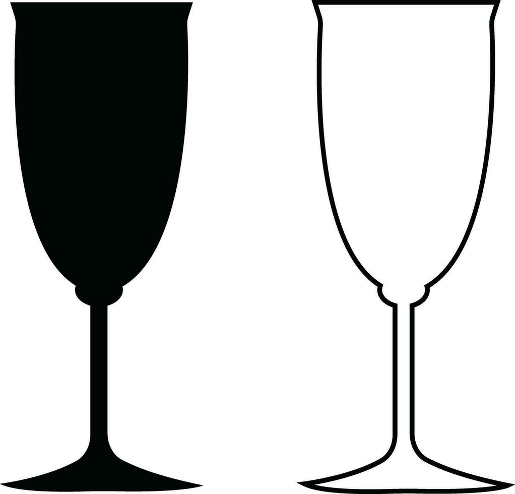 Wein Brille Symbole einstellen einfach Symbol von Bar, Restaurant. . verschiedene Wein Glas eben oder Linie Vektor schwarz Silhouette Sammlung zum Handy, Mobiltelefon Konzept und Netz Design.