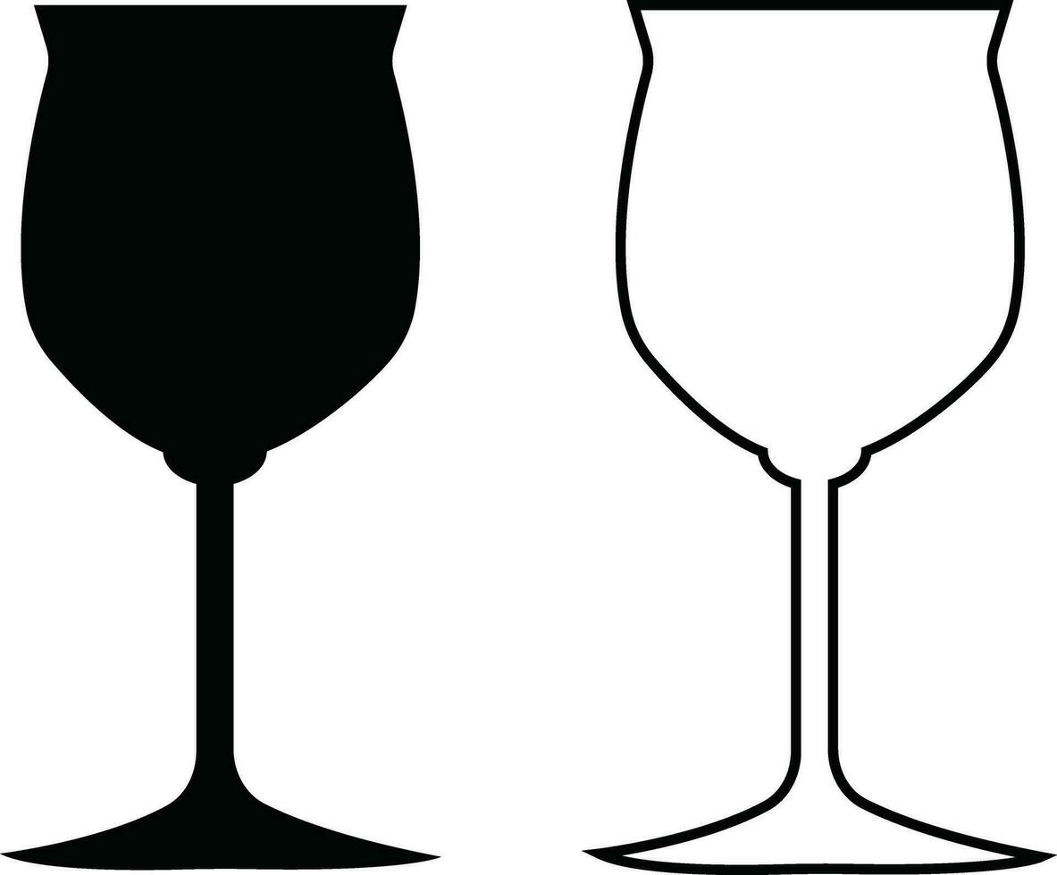 Wein Brille Symbole einstellen einfach Symbol von Bar, Restaurant. . verschiedene Wein Glas eben oder Linie Vektor schwarz Silhouette Sammlung zum Handy, Mobiltelefon Konzept und Netz Design.