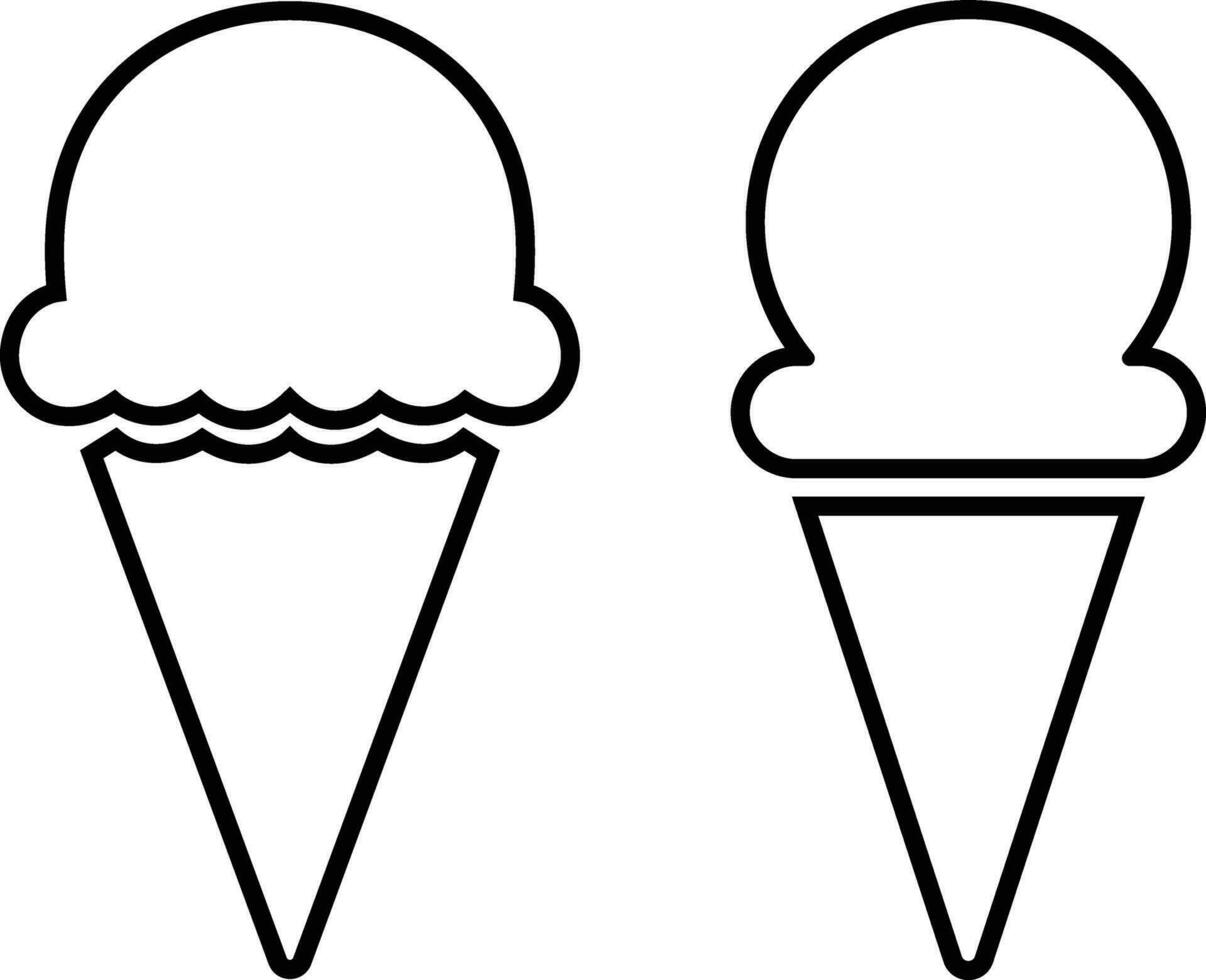 Eis Sahne Kegel Symbol einstellen . modern Süss Vanille Wüste unterzeichnen. modisch schwarz Vektor Schokolade stopfen Symbol Sammlung zum Netz Seite? ˅ Design, Taste zu Handy, Mobiltelefon App. Logotyp.