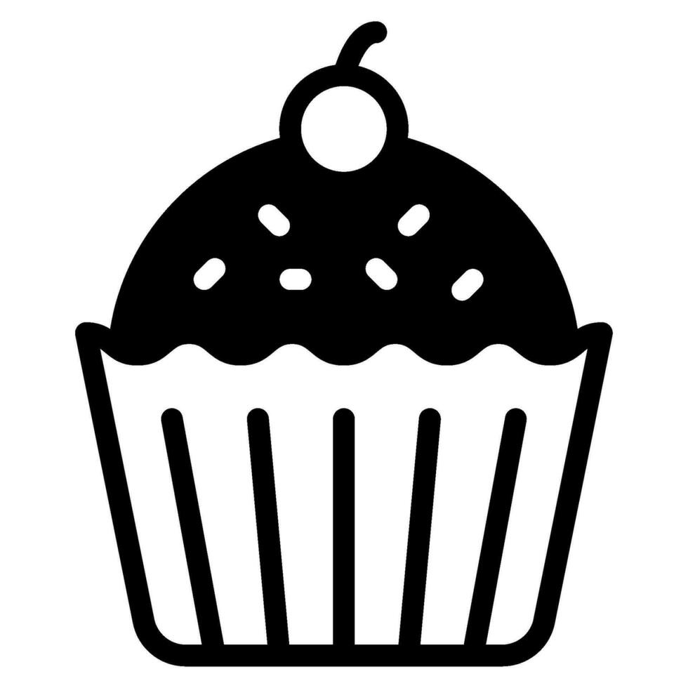 Essen und Bäckerei Cupcake Symbol vektor