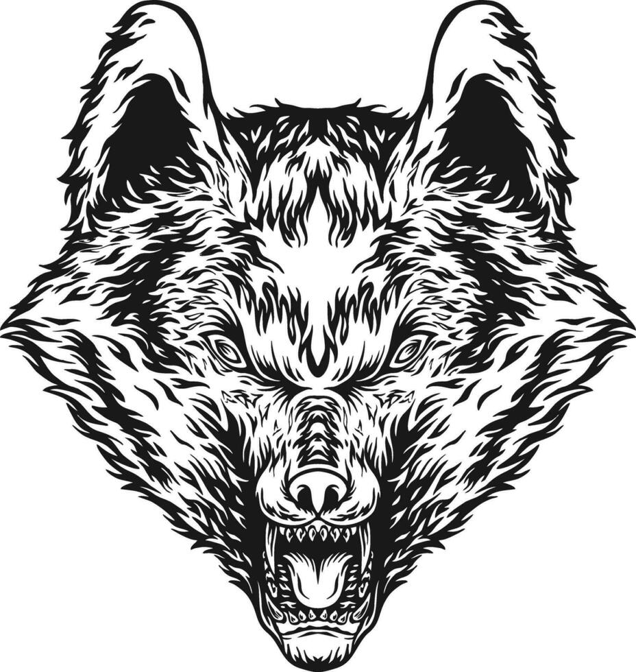 bösartig Wolf Spuk starren einfarbig Vektor Abbildungen zum Ihre Arbeit Logo, Fan-Shop T-Shirt, Aufkleber und Etikette Entwürfe, Poster, Gruß Karten Werbung Geschäft Unternehmen oder Marken.