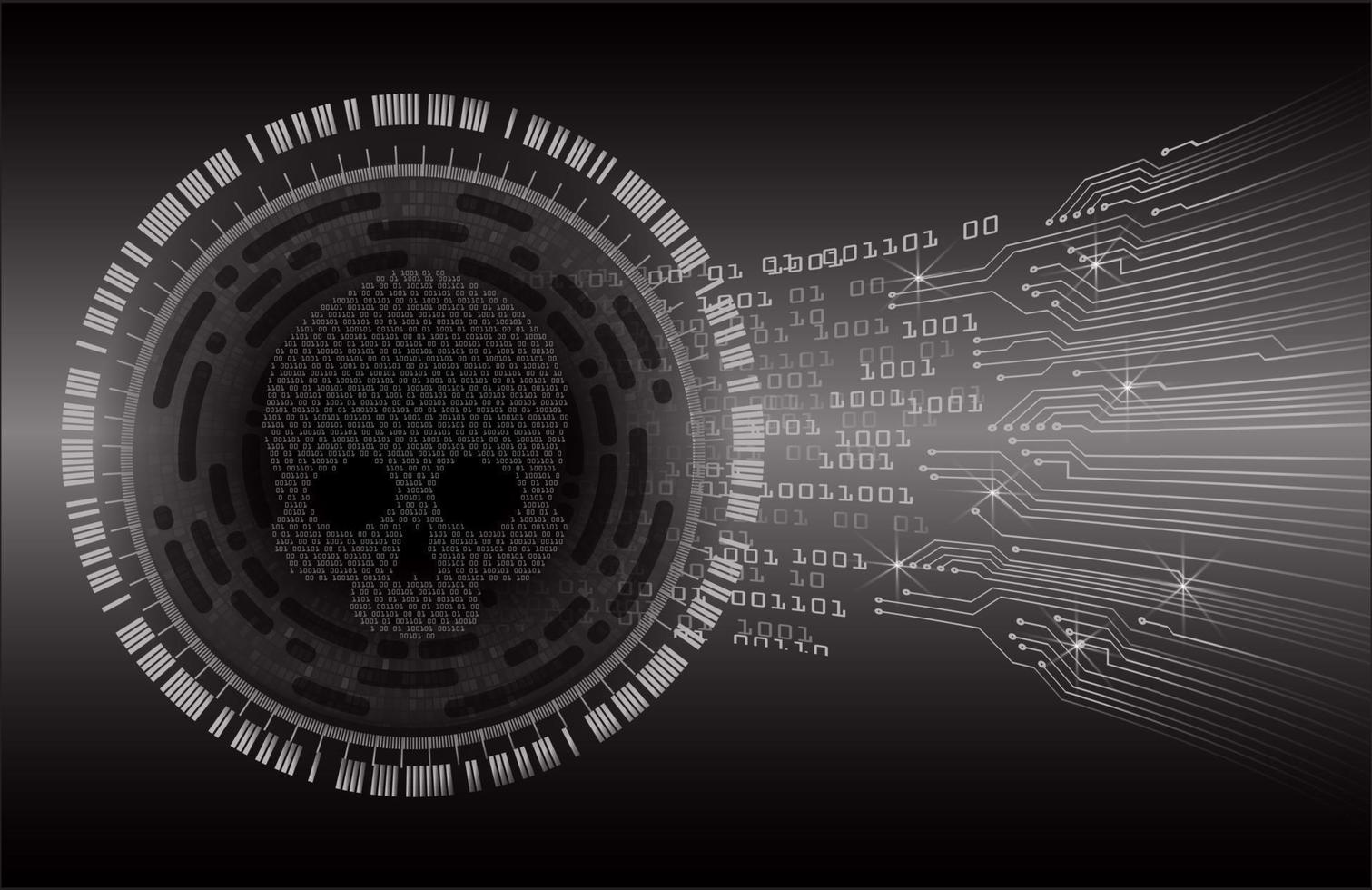 Cyber-Hacker-Angriffshintergrund, Schädelvektor vektor